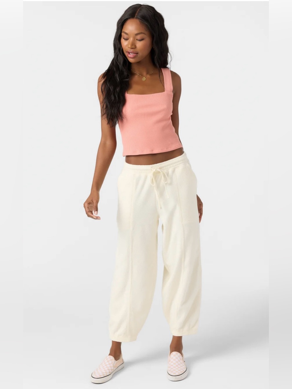 O'Neill Cream Wide-Leg Drawstring Pants